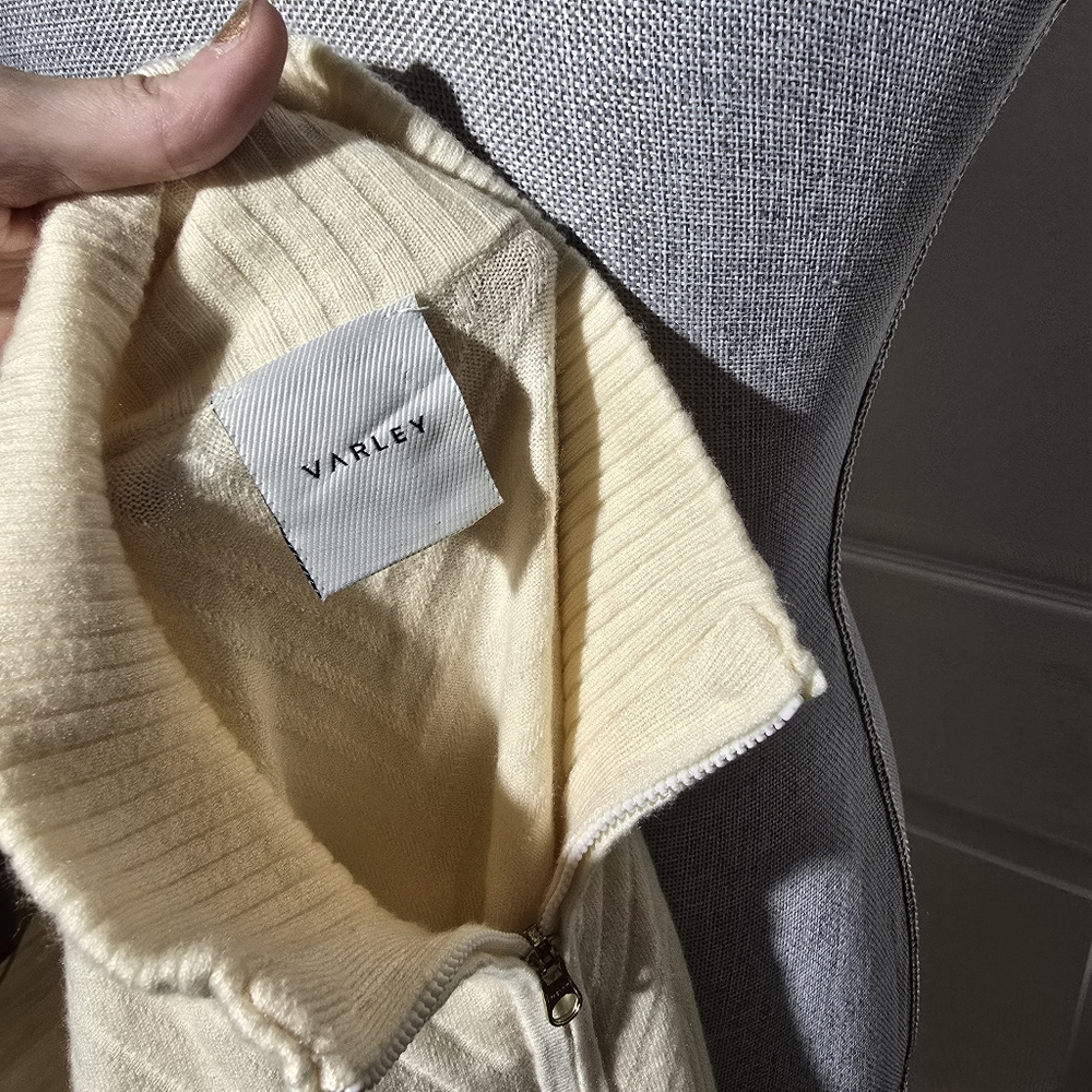 Varley Cream Ribbed Half-Zip Sweater - Picture 5 of 7